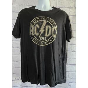 AC/DC Black AC DC Graphic T Shirt XL Lightweight Short Sleeves